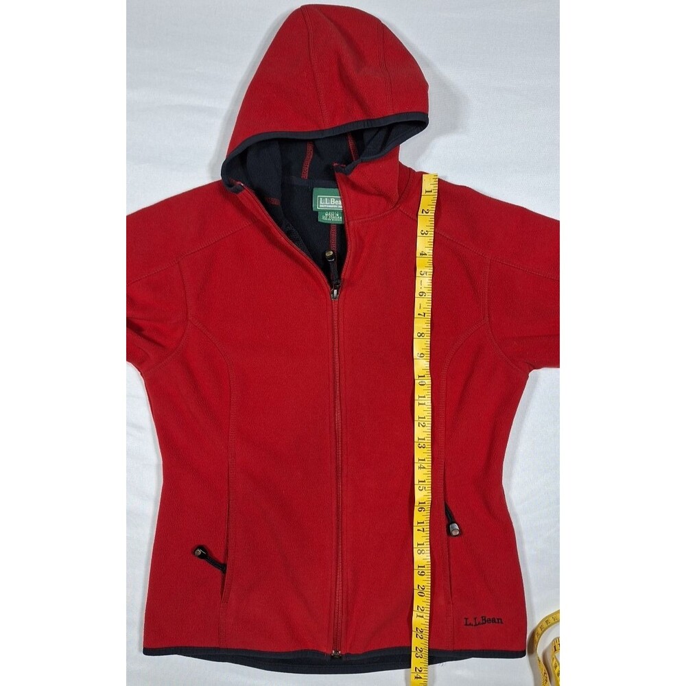 LL Bean Women S Jacket Soft Shell Red Black Trim Hooded Full Zip Outdoor Vintage - Picture 3 of 14